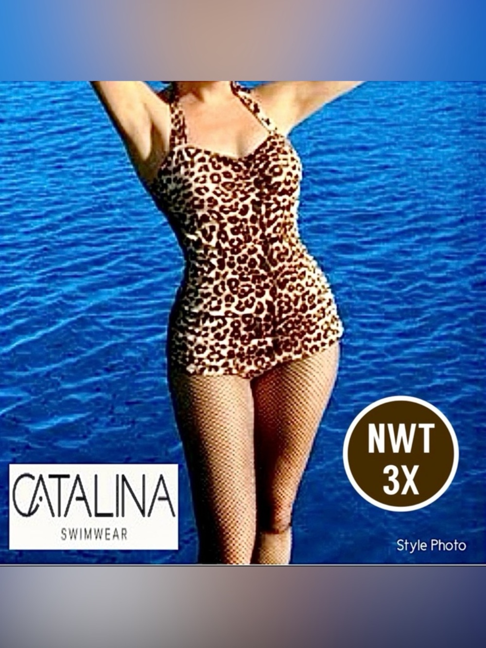 NWT CATALINA Suddenly Slim Leopard Print One-Piece Swimsuit (3X) (22W/24W)